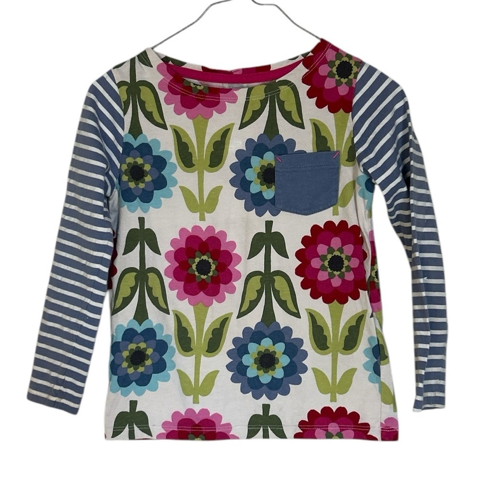 Mini Boden Blue and Green Long Sleeve Tee